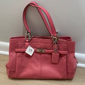 Vintage Coach rose pink Leather Shoulder Bag purse